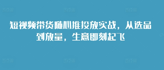 短视频带货随心推投放实战,从选品到放量,生意即刻起飞插图 短视频带货随心推投放实战,从选品到放量,生意即刻起飞