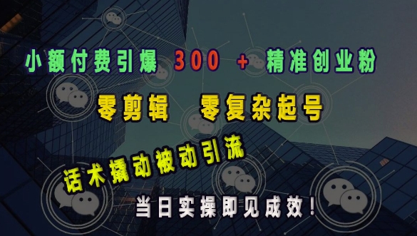 小额付费引爆 300 + 精准创业粉,零剪辑、零复杂起号,话术撬动被动引流,当日实操即见成效插图 小额付费引爆 300 + 精准创业粉,零剪辑、零复杂起号,话术撬动被动引流,当日实操即见成效