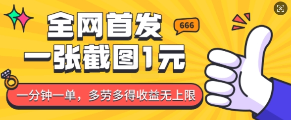 全网首发,一张截图1块钱,一分钟一单,多劳多得,收益无上限插图 全网首发,一张截图1块钱,一分钟一单,多劳多得,收益无上限