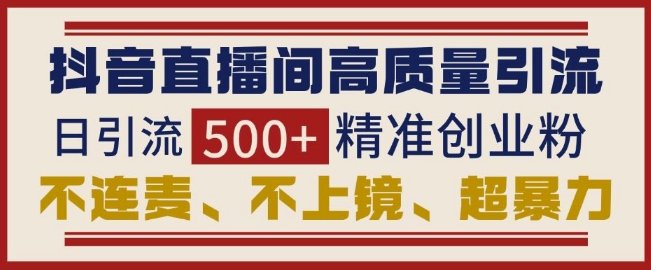 抖音直播间引流创业粉,无需连麦、不用上镜、超暴力,日引流500+高质量精准创业粉插图 抖音直播间引流创业粉,无需连麦、不用上镜、超暴力,日引流500+高质量精准创业粉