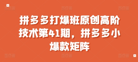 拼多多打爆班原创高阶技术第41期,拼多多小爆款矩阵插图 拼多多打爆班原创高阶技术第41期,拼多多小爆款矩阵