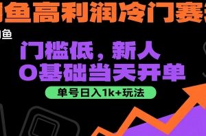 闲鱼高利润冷门赛道：门槛低，新人0基础当天开单，单号日入1k+玩法【揭秘】