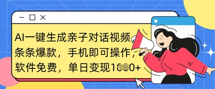 AI一键生成亲子对话视频,条条爆款,一部手机即可操作,单日变现数张插图 AI一键生成亲子对话视频,条条爆款,一部手机即可操作,单日变现数张