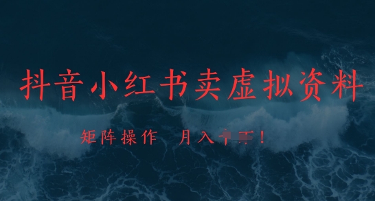 抖音小红书卖虚拟资料,市场需求一直存在,矩阵操作,月入1w+插图 抖音小红书卖虚拟资料,市场需求一直存在,矩阵操作,月入1w+