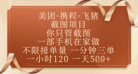 飞猪美团截图项目,你只管截图,一部手机在家做,正规平台无套路,一天5张+【揭秘】插图 飞猪美团截图项目,你只管截图,一部手机在家做,正规平台无套路,一天5张+【揭秘】