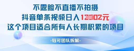 不露脸不直播不拍摄抖音单条视频日入1k+这个项目适合所有人长期积累的项目插图 不露脸不直播不拍摄抖音单条视频日入1k+这个项目适合所有人长期积累的项目
