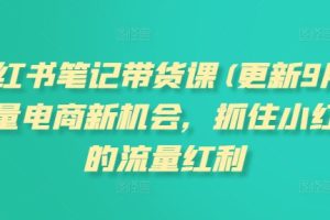 小红书笔记带货课(更新25年5月)流量电商新机会，抓住小红书的流量红利