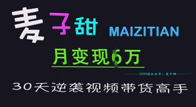 麦子甜30天逆袭视频带货高手,单月变现6W加特训营插图 麦子甜30天逆袭视频带货高手,单月变现6W加特训营