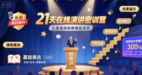 21天在线演讲密训营,王牌演讲招商课程系统插图 21天在线演讲密训营,王牌演讲招商课程系统