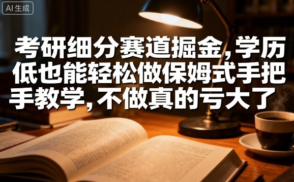 考研细分赛道掘金,日入1k+,学历低也能轻松做保姆式手把手教学,不做真的亏大了【揭秘】插图 考研细分赛道掘金,日入1k+,学历低也能轻松做保姆式手把手教学,不做真的亏大了【揭秘】