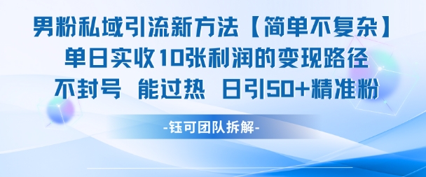 男粉私域引流新方法,单日收10张利润,日引流50+精准粉插图 男粉私域引流新方法,单日收10张利润,日引流50+精准粉