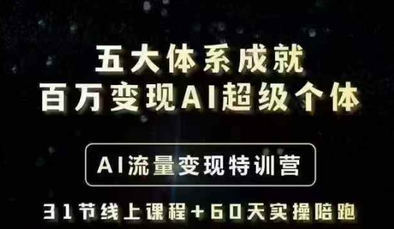 五大体系成就百万变现AI超级个体- AI流量变现特训营,一步一步教你一个人怎么年入百W插图 五大体系成就百万变现AI超级个体- AI流量变现特训营,一步一步教你一个人怎么年入百W