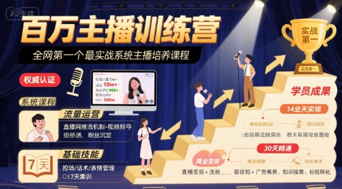 百万主播训练营,全网第一个最实战系统主播培养课程插图 百万主播训练营,全网第一个最实战系统主播培养课程