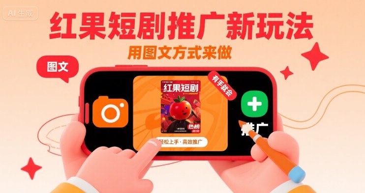 红果短剧推广新玩法,用图文方式来做,有手就会插图 红果短剧推广新玩法,用图文方式来做,有手就会