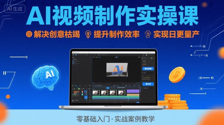 Ai视频制作实操课,解决创意枯竭、效率低下痛点,实现日更量产可持续变现插图 Ai视频制作实操课,解决创意枯竭、效率低下痛点,实现日更量产可持续变现