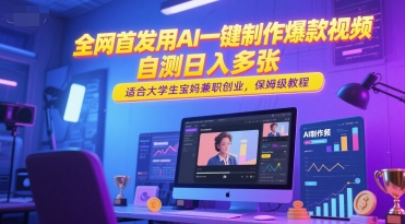 全网首发用AI一键制作爆款视频,自测日入多张,适合大学生宝妈兼职创业,保姆级教程插图 全网首发用AI一键制作爆款视频,自测日入多张,适合大学生宝妈兼职创业,保姆级教程