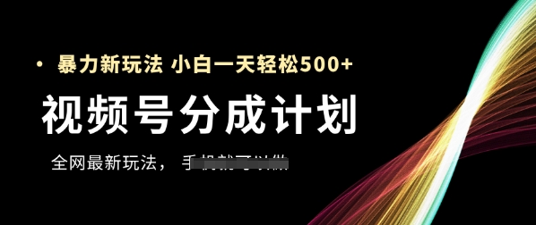 视频号分成计划,全网最暴力玩法,新手一天也能轻松5张+插图 视频号分成计划,全网最暴力玩法,新手一天也能轻松5张+