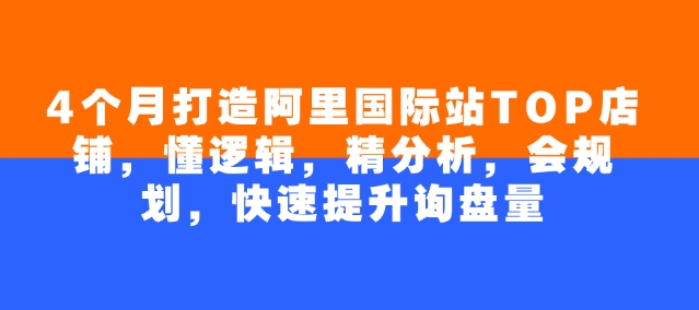 4个月打造阿里国际站TOP店铺,懂逻辑,精分析,会规划,快速提升询盘量插图 4个月打造阿里国际站TOP店铺,懂逻辑,精分析,会规划,快速提升询盘量