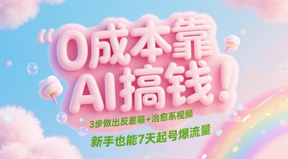 0成本靠AI搞钱!3步做出反差萌+治愈系视频,新手也能7天起号爆流量插图 0成本靠AI搞钱!3步做出反差萌+治愈系视频,新手也能7天起号爆流量