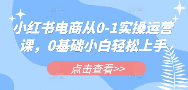 小红书电商从0-1实操运营课,0基础小白轻松上手插图 小红书电商从0-1实操运营课,0基础小白轻松上手