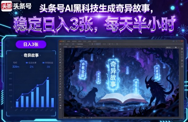 头条号AI黑科技生成奇异故事,稳定日入3张,每天半小时插图 头条号AI黑科技生成奇异故事,稳定日入3张,每天半小时
