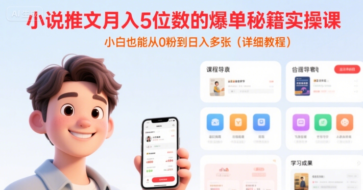 小说推文月入5位数的爆单秘籍实操课,,小白也能从0粉到日入多张(详细教程)插图 小说推文月入5位数的爆单秘籍实操课,,小白也能从0粉到日入多张(详细教程)