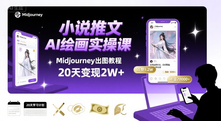 小说推文干货分享之AI绘画MJ出图实操课,用Midjourney做小说推文,20天挣2w插图 小说推文干货分享之AI绘画MJ出图实操课,用Midjourney做小说推文,20天挣2w