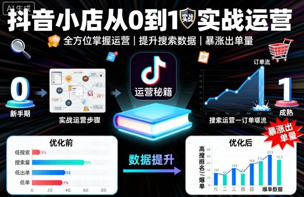 抖音小店从0到1实战运营,帮你全方位掌握小店运营,提升搜索数据与出单量插图 抖音小店从0到1实战运营,帮你全方位掌握小店运营,提升搜索数据与出单量