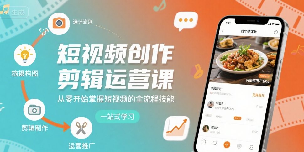 短视频创作剪辑运营课,从零开始掌握短视频的全流程技能插图 短视频创作剪辑运营课,从零开始掌握短视频的全流程技能