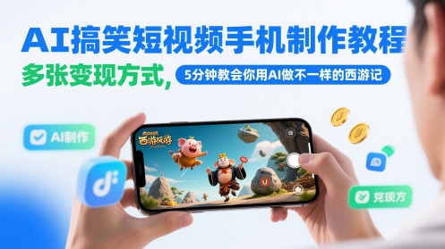 AI搞笑短视频手机制作教程,多张变现方式,5分钟教会你用AI做不一样的西游记插图 AI搞笑短视频手机制作教程,多张变现方式,5分钟教会你用AI做不一样的西游记