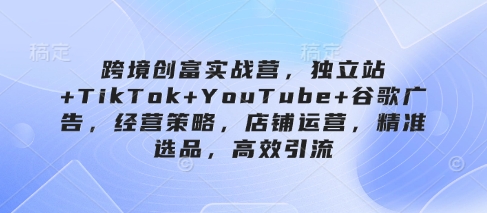 跨境创富实战营,独立站+TikTok+YouTube+谷歌广告,经营策略,店铺运营,精准选品,高效引流插图 跨境创富实战营,独立站+TikTok+YouTube+谷歌广告,经营策略,店铺运营,精准选品,高效引流