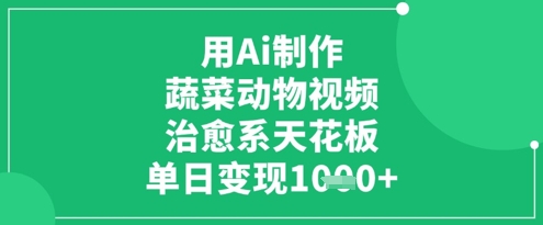 用Ai制作蔬菜动物视频,治愈系天花板,单日变现1k插图 用Ai制作蔬菜动物视频,治愈系天花板,单日变现1k