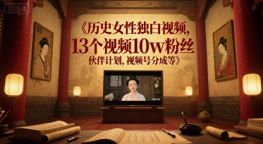 历史女性独白视频,13个视频10w粉丝,伙伴计划,视频号分成等插图 历史女性独白视频,13个视频10w粉丝,伙伴计划,视频号分成等