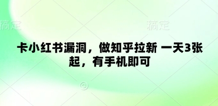 卡小红书漏洞,做知乎拉新 一天3张起,有手机即可插图 卡小红书漏洞,做知乎拉新 一天3张起,有手机即可
