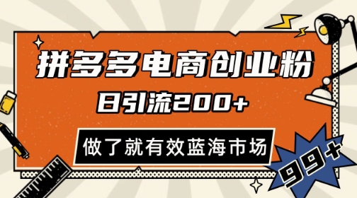 拼多多引流电商创业粉,日引200+,可矩阵放大,做了就有效【揭秘】插图 拼多多引流电商创业粉,日引200+,可矩阵放大,做了就有效【揭秘】