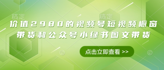 价值2980的视频号短视频橱窗带货和公众号小绿书图文带货插图 价值2980的视频号短视频橱窗带货和公众号小绿书图文带货