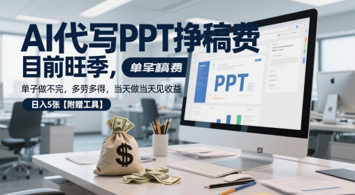 AI代写PPT挣稿费,目前旺季,单子做不完,多劳多得,当天做当天见收益,日入5张【附赠工具】插图 AI代写PPT挣稿费,目前旺季,单子做不完,多劳多得,当天做当天见收益,日入5张【附赠工具】
