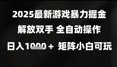 2025最新游戏暴力掘金解放双手,全自动操作,日入1k+矩阵,小白可玩【揭秘】插图 2025最新游戏暴力掘金解放双手,全自动操作,日入1k+矩阵,小白可玩【揭秘】