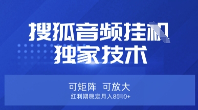 【搜狐音频挂G】独家技术,可矩阵可放大,红利期稳定月入8k【揭秘】插图 【搜狐音频挂G】独家技术,可矩阵可放大,红利期稳定月入8k【揭秘】