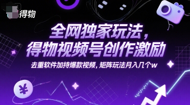 全网独家玩法,得物视频号创作激励 去重软件加持爆款视频,矩阵玩法月入几个w【揭秘】插图 全网独家玩法,得物视频号创作激励 去重软件加持爆款视频,矩阵玩法月入几个w【揭秘】