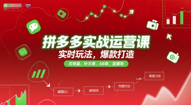 拼多多实战运营课,实时玩法,爆款打造,改销量,补大单,AB单,直播等(更新2025月)插图 拼多多实战运营课,实时玩法,爆款打造,改销量,补大单,AB单,直播等(更新2025月)
