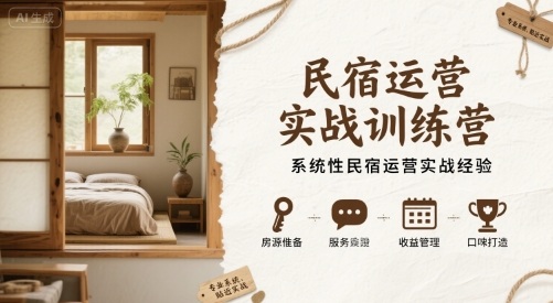 民宿运营实战训练营,系统性民宿运营实战经验插图 民宿运营实战训练营,系统性民宿运营实战经验