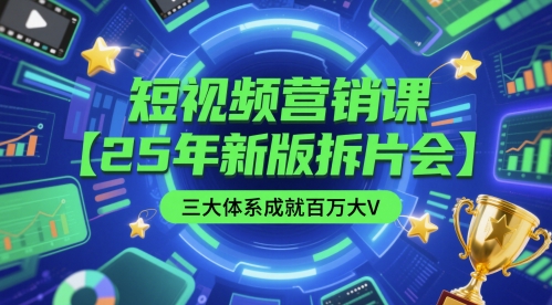 短视频营销课【25年新版拆片会】三大体系成就百万大V,包含正课、拆片会、手把手教学直播课等插图 短视频营销课【25年新版拆片会】三大体系成就百万大V,包含正课、拆片会、手把手教学直播课等