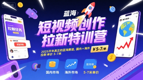 短视频创作拉新特训营,2025开年真正的蓝海赛道,国内+海外,拉新单价5-7米插图 短视频创作拉新特训营,2025开年真正的蓝海赛道,国内+海外,拉新单价5-7米