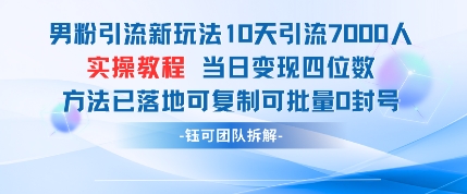 男粉引流新玩法10天引流7000人当日变现四位数可复制可批量0封号插图 男粉引流新玩法10天引流7000人当日变现四位数可复制可批量0封号