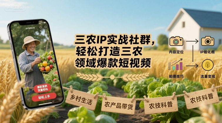 三农IP实战社群,轻松打造三农领域爆款短视频插图 三农IP实战社群,轻松打造三农领域爆款短视频