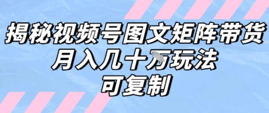 解密视频号图文矩阵带货,月入几个W的打法,可复制插图 解密视频号图文矩阵带货,月入几个W的打法,可复制
