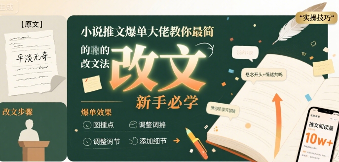 小说推文爆单大佬教你最简单的改文方法实操课,新手必学插图 小说推文爆单大佬教你最简单的改文方法实操课,新手必学