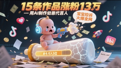 用AI制作幼崽代言人,宝宝的控诉火爆全网,15条作品涨粉13W,单号月入5位数实操教程插图 用AI制作幼崽代言人,宝宝的控诉火爆全网,15条作品涨粉13W,单号月入5位数实操教程