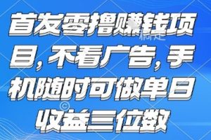首发零撸挣钱项目 不看广告 手机随时可做 单日收益三位数【揭秘】